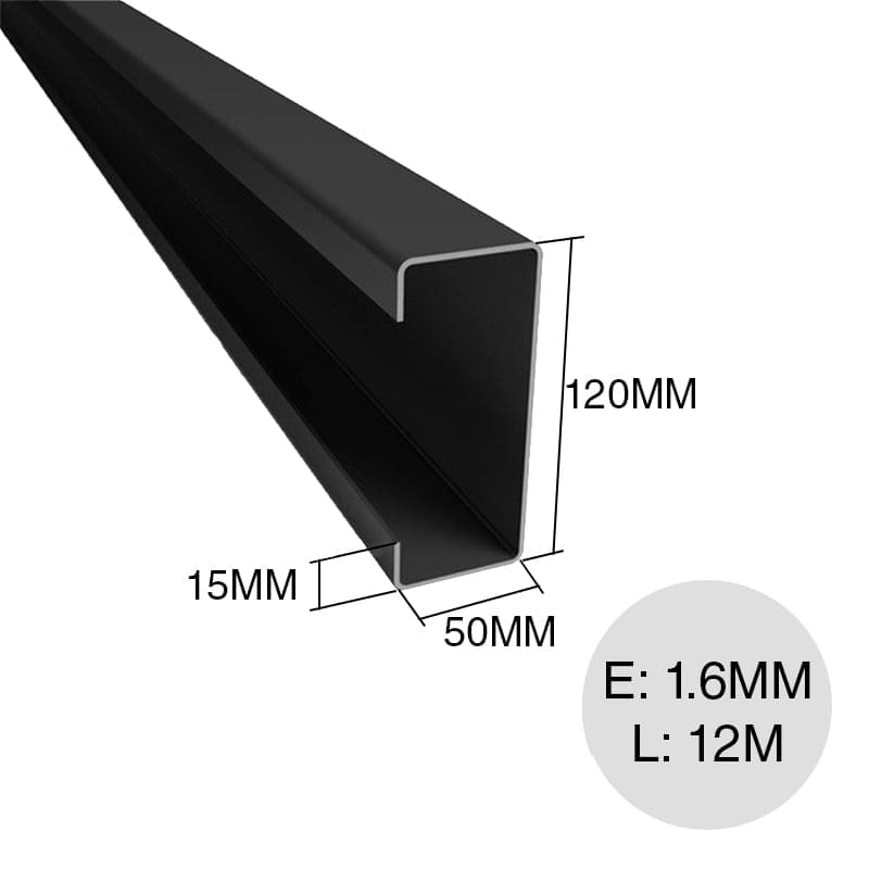 PERFIL C NEGRO 120-50-15 1.60 mm x 6 mts - Imagen 2
