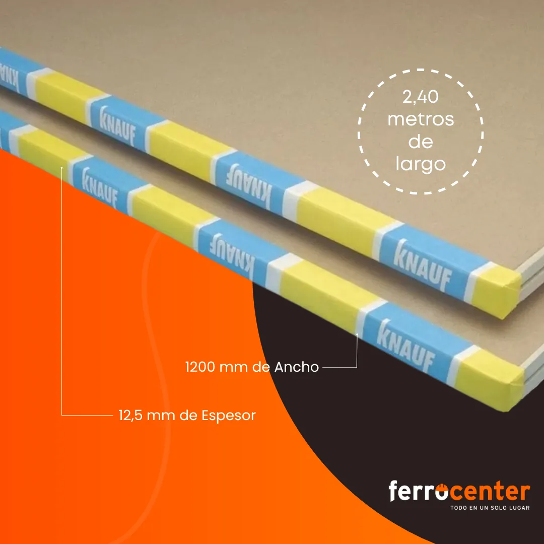 PLACA STD 12.5 mm 1200 x 2400 mm KNAUF - Imagen 2