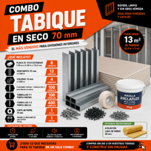 COMBO TABIQUE COMPLETO 70 mm – LISTO PARA INSTALAR