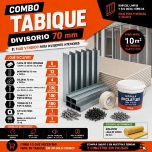 COMBO TABIQUE COMPLETO 70 mm – LISTO PARA INSTALAR